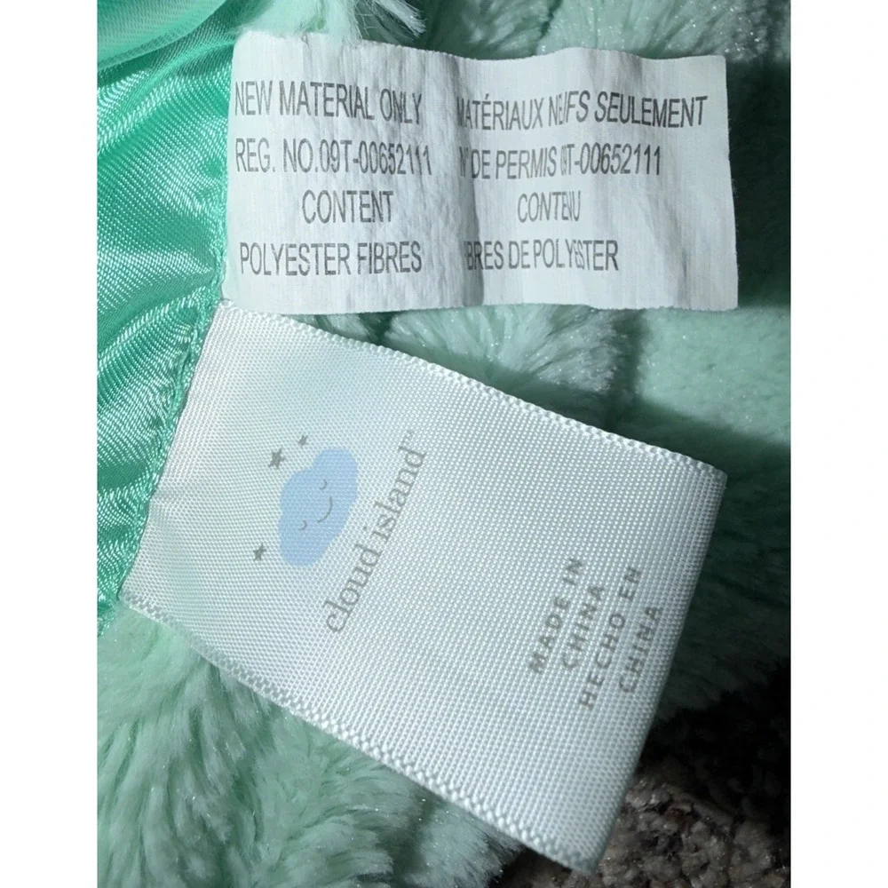 Cloud Island Elephant Blue Lovey White Security Blanket Teal Stripes Satin Large